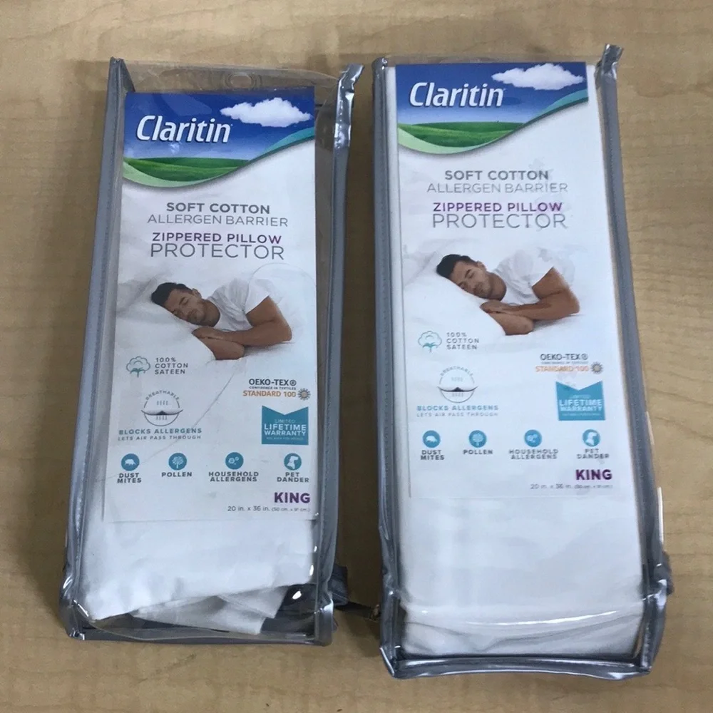 Claritin 100% Cotton Zippered Pillow Protector King 20